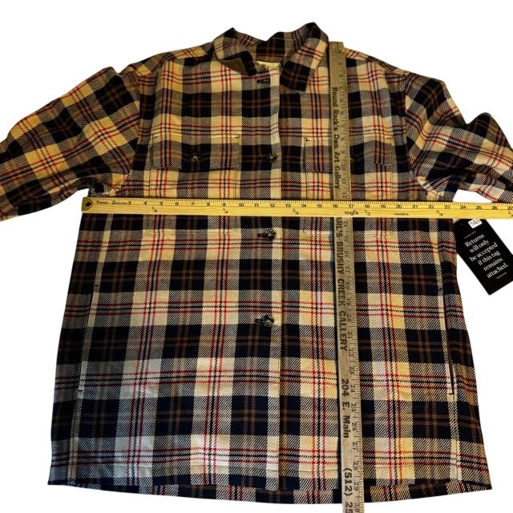 Tuckernuck Womens Plaid Platt Ranch Chore Jacket Cotton Cream Navy‎ Large NWT - Picture 7 of 11